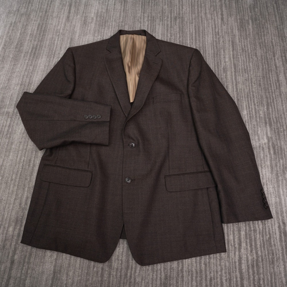 Apt. 9 Blazer Mens 46R Brown Excellent Wool Herringbone 2-Button Sport Coat